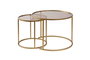 Nordure Juego de Mesas de Café 60x43x60cm y 42x39x42cm, Vidrio Templado y Metal, Oro y Bronce